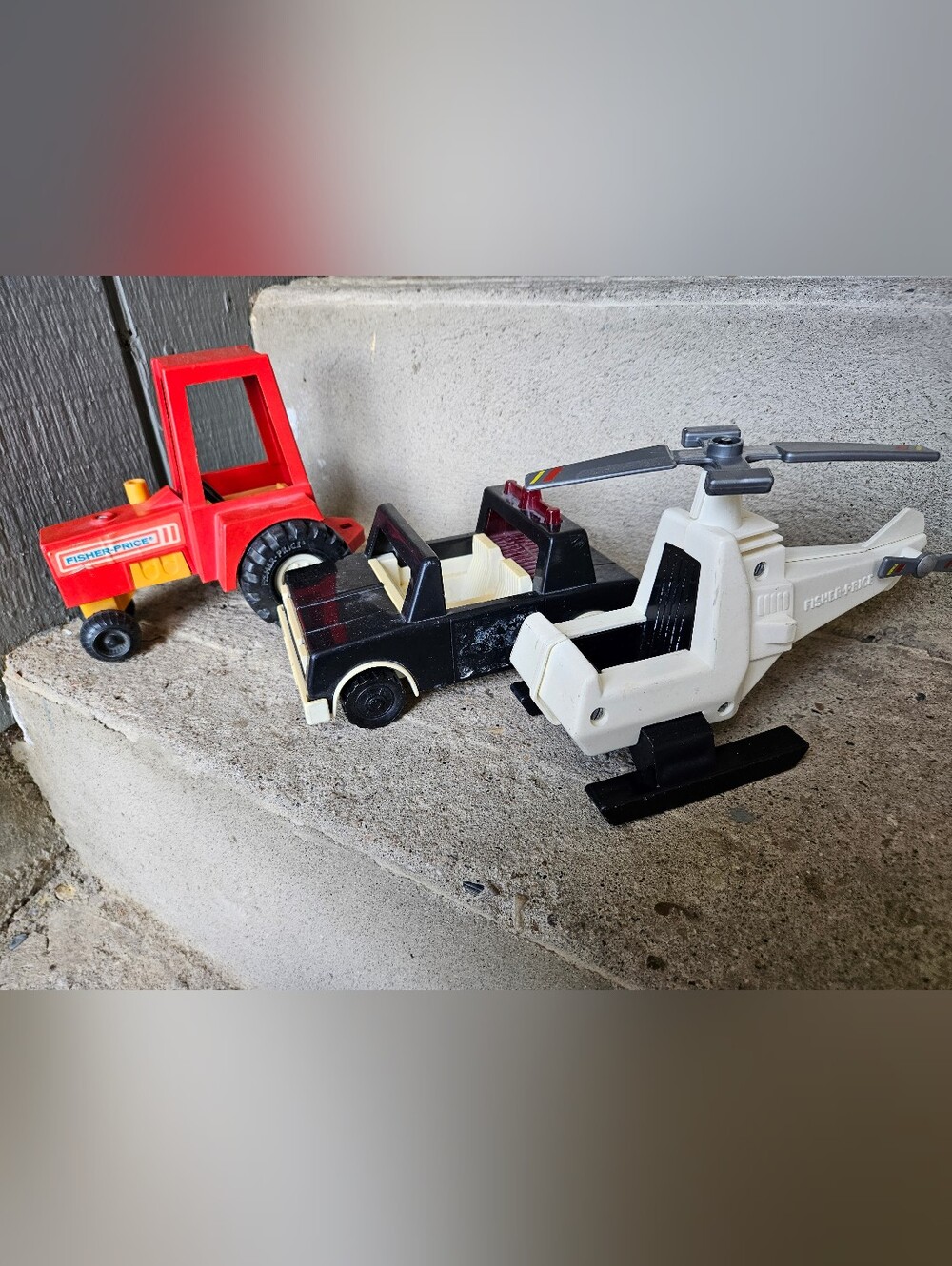 1980s Vintage Fisher-Price Husky Helpers Vehicles